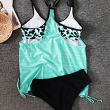 Augustus - Ensfarvet tankini med leopardprint