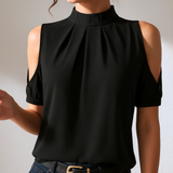 Anne™ | Plisseret Cold Shoulder Bluse
