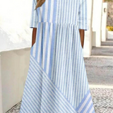 Anne™ | Komfortabel Stribet Bomuldskjole