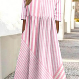 Anne™ | Komfortabel Stribet Bomuldskjole