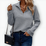 Karitas - Elegant t-shirt med halv lynlås