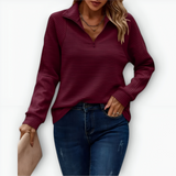 Karitas - Elegant t-shirt med halv lynlås