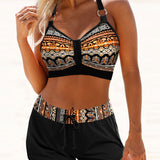 Maryan - Bikini med geometrisk mønster og høj elastisk talje