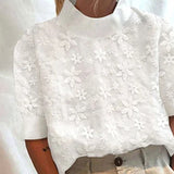 Anne™ | Broderet Bluse med Ståkrave