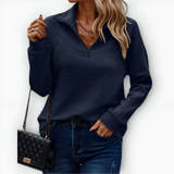 Karitas - Elegant t-shirt med halv lynlås