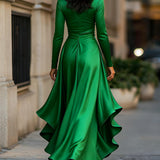Clara Therese - Elegant langkjole i satin