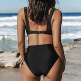 Hilary - Badedragt med høj talje i ensfarvet design