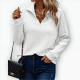 Karitas - Elegant t-shirt med halv lynlås
