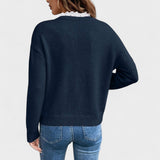 Tamara - Pullover med blonder og V-udskæring