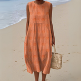 Anne™ | Ærmeløs Elegant Bomuldskjole med Broderi