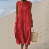 Anne™ | Ærmeløs Elegant Bomuldskjole med Broderi