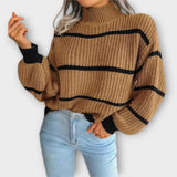 Philippa - Pullover med rullekrave og striber