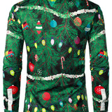 Herre Juletræ Camo Print Regular Fit Sjovt Outfit Tematiseret Top Langærmet Skjorte