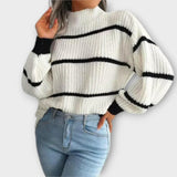 Philippa - Pullover med rullekrave og striber