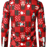 Mænds Vintage Rød Tartan Sjov Ferie Grim Jul Langærmet Skjorte
