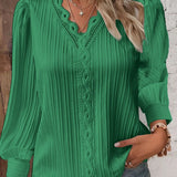 Anne™ | Bluse Med Blondedetaljer i Chiffon