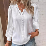 Anne™ | Bluse Med Blondedetaljer i Chiffon