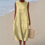 Anne™ | Ærmeløs Elegant Bomuldskjole med Broderi