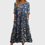 Anne™ | Stilfuld Blomstret Midi Kjole