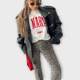 Birthe - Vintage jeans med leopardmønster