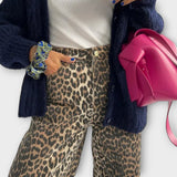Birthe - Vintage jeans med leopardmønster