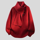 Mathea - Elegant strikket sweater med krave i halstørklædestil