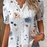 Anne™  | Blomster Blonde V-Hals Bluse