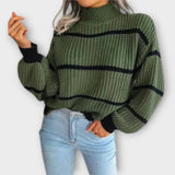 Philippa - Pullover med rullekrave og striber