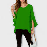 Erica - Flydende bluse med volanger