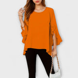Erica - Flydende bluse med volanger