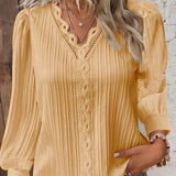 Anne™ | Bluse Med Blondedetaljer i Chiffon