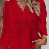 Anne™ | Bluse Med Blondedetaljer i Chiffon
