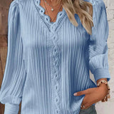 Anne™ | Bluse Med Blondedetaljer i Chiffon
