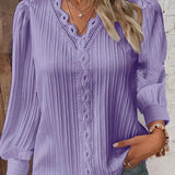 Anne™ | Bluse Med Blondedetaljer i Chiffon
