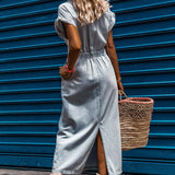 Anne® | Elegant Denimkjole med Korte Flagermusærmer