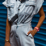 Anne® | Elegant Denimkjole med Korte Flagermusærmer