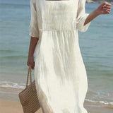 Anne™ | Linned kjole med firkantet udskæring