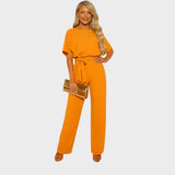 Freja Louise - Jumpsuit med bælte og bindebånd