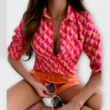 Idun - Sofistikeret geometrisk bluse