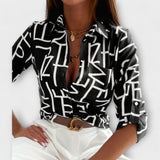 Idun - Sofistikeret geometrisk bluse